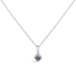 10K White Gold Blue Purple Tanzanite and Diamond Accent Cushion Drop Pendant Necklace - 18
