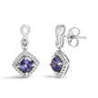 10K White Gold Blue Purple Tanzanite and Diamond Halo Cushion Shaped Drop Earrings (I-J Color, I1-I2 Clarity) - Earrings - Custom Crafting Alliance, LLC
