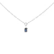 10K White Gold Emerald Cut 6x4 MM Blue Sapphire Solitaire Pendant Necklace - 18 inch - Necklaces - Custom Crafting Alliance, LLC