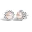 10K White Gold Heirloom-Style Pearl and Diamond Accent Halo Stud Earrings (I-J color, I1-I2 Clarity) - Earrings - Custom Crafting Alliance, LLC
