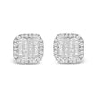 10K White Gold Invisible Set 1/2 Cttw Diamond Composite and Halo Stud Earrings (H-I Color, I1-I2 Clarity) - Earrings - Custom Crafting Alliance, LLC