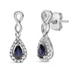 10K White Gold Pear Cut Blue Sapphire and 1/7 Cttw Diamond Infinity Drop and Dangle Earrings (I-J Color, I1-I2 Clarity) - Earrings - Custom Crafting Alliance, LLC