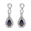 10K White Gold Pear Cut Blue Sapphire and 1/7 Cttw Diamond Infinity Drop and Dangle Earrings (I-J Color, I1-I2 Clarity) - Earrings - Custom Crafting Alliance, LLC