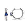 10K White Gold Pear Shaped Blue Sapphire and 1/10 Cttw Diamond Huggy Hoop Earrings (H-I Color, I1-I2 Clarity) - Earrings - Custom Crafting Alliance, LLC