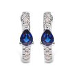 10K White Gold Pear Shaped Blue Sapphire and 1/10 Cttw Diamond Huggy Hoop Earrings (H-I Color, I1-I2 Clarity) - Earrings - Custom Crafting Alliance, LLC