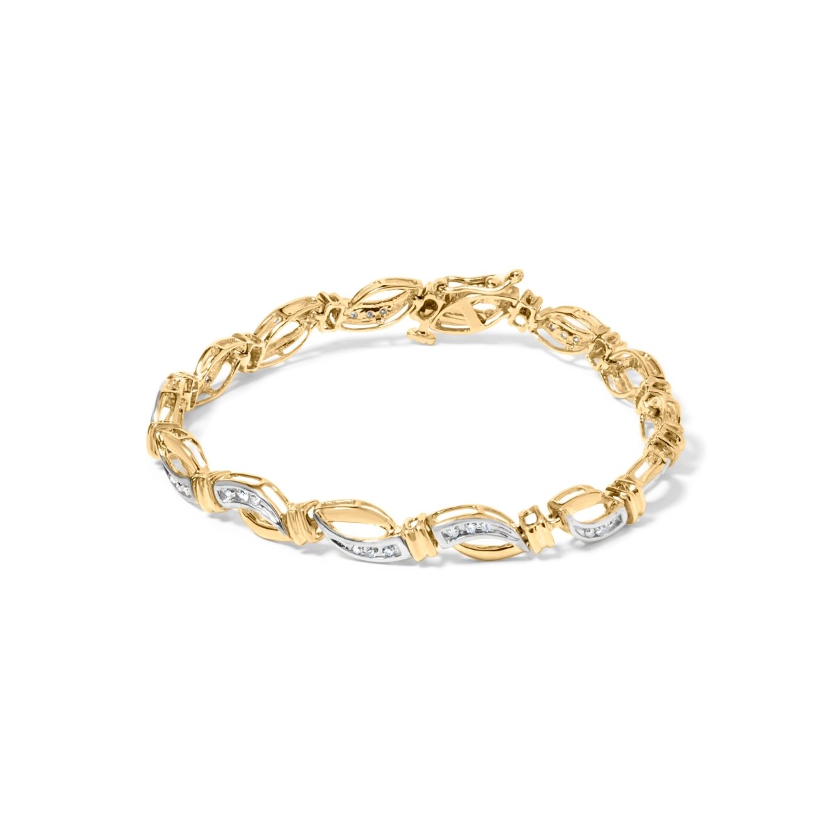 10K Yellow and White Gold 1/2 Cttw Channel Set Diamond Infinity Link 7