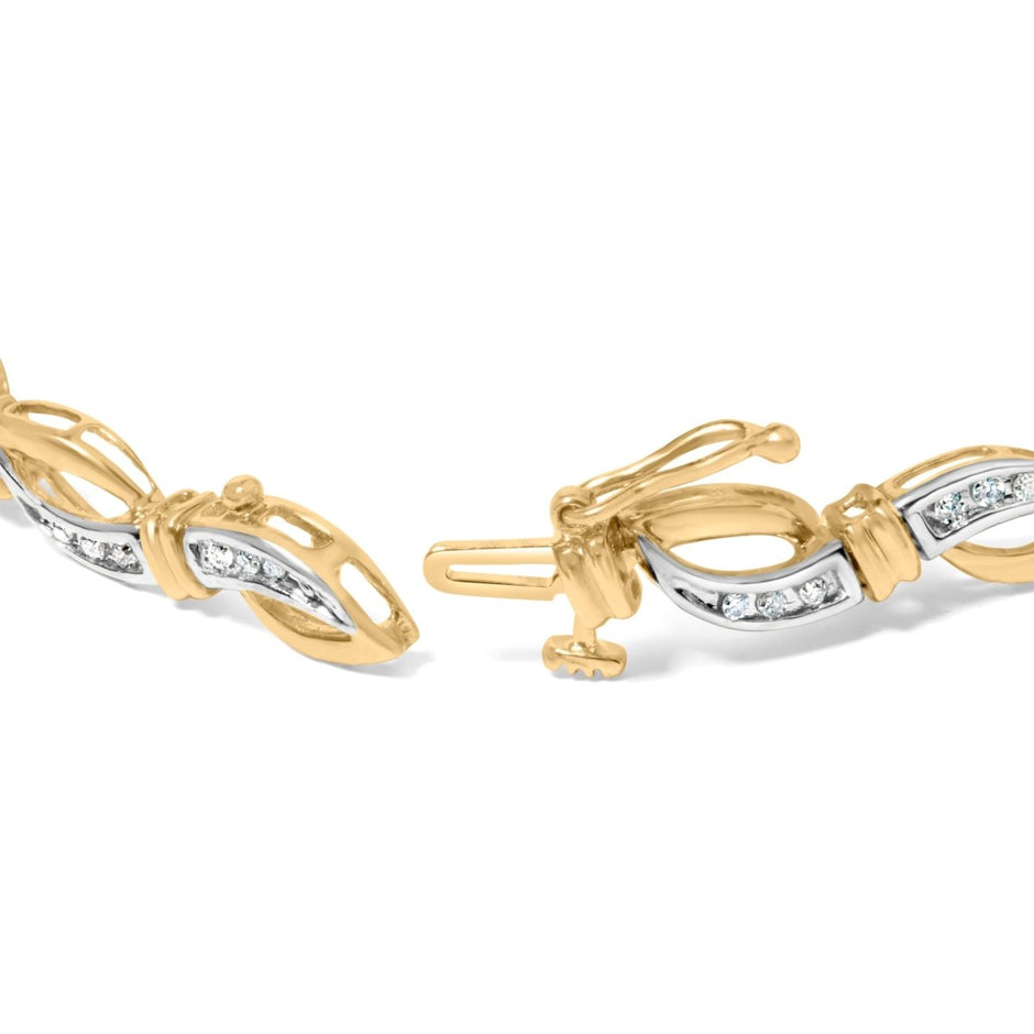10K Yellow and White Gold 1/2 Cttw Channel Set Diamond Infinity Link 7