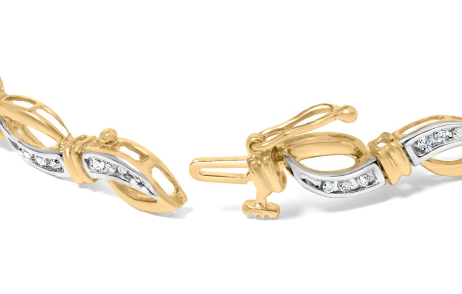 10K Yellow and White Gold 1/2 Cttw Channel Set Diamond Infinity Link 7