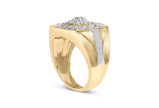 10K Yellow Gold 1 1/2 Cttw Diamond Cluster and Halo Signet Mens Ring (K-L Color, I1-I2 Clarity) - Size 10 - Rings - Custom Crafting Alliance, LLC