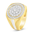 10K Yellow Gold 1 1/2 Cttw Diamond Cluster and Halo Signet Mens Ring (K-L Color, I1-I2 Clarity) - Size 10 - Rings - Custom Crafting Alliance, LLC