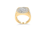 10K Yellow Gold 1 1/2 Cttw Diamond Cluster and Halo Signet Mens Ring (K-L Color, I1-I2 Clarity) - Size 10 - Rings - Custom Crafting Alliance, LLC
