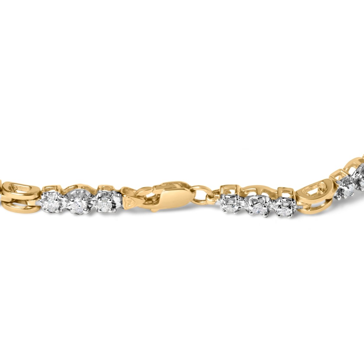 10k Yellow Gold 1.00 Cttw Diamond 3 Stone Link Bracelet (I-J Color, I1-I2 Clarity) -7.25
