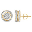 10K Yellow Gold 1.00 Cttw Diamond Halo Radiant Sunburst Stud Earrings (I-J Color, I2-I3 Clarity) - Earrings - Custom Crafting Alliance, LLC