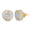 10K Yellow Gold 1.00 Cttw Diamond Halo Radiant Sunburst Stud Earrings (I-J Color, I2-I3 Clarity) - Earrings - Custom Crafting Alliance, LLC