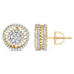 10K Yellow Gold 1.00 Cttw Diamond Halo Radiant Sunburst Stud Earrings (I-J Color, I2-I3 Clarity) - Earrings - Custom Crafting Alliance, LLC