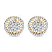 10K Yellow Gold 1.00 Cttw Diamond Halo Radiant Sunburst Stud Earrings (I-J Color, I2-I3 Clarity) - Earrings - Custom Crafting Alliance, LLC