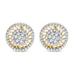 10K Yellow Gold 1.00 Cttw Diamond Halo Radiant Sunburst Stud Earrings (I-J Color, I2-I3 Clarity) - Earrings - Custom Crafting Alliance, LLC