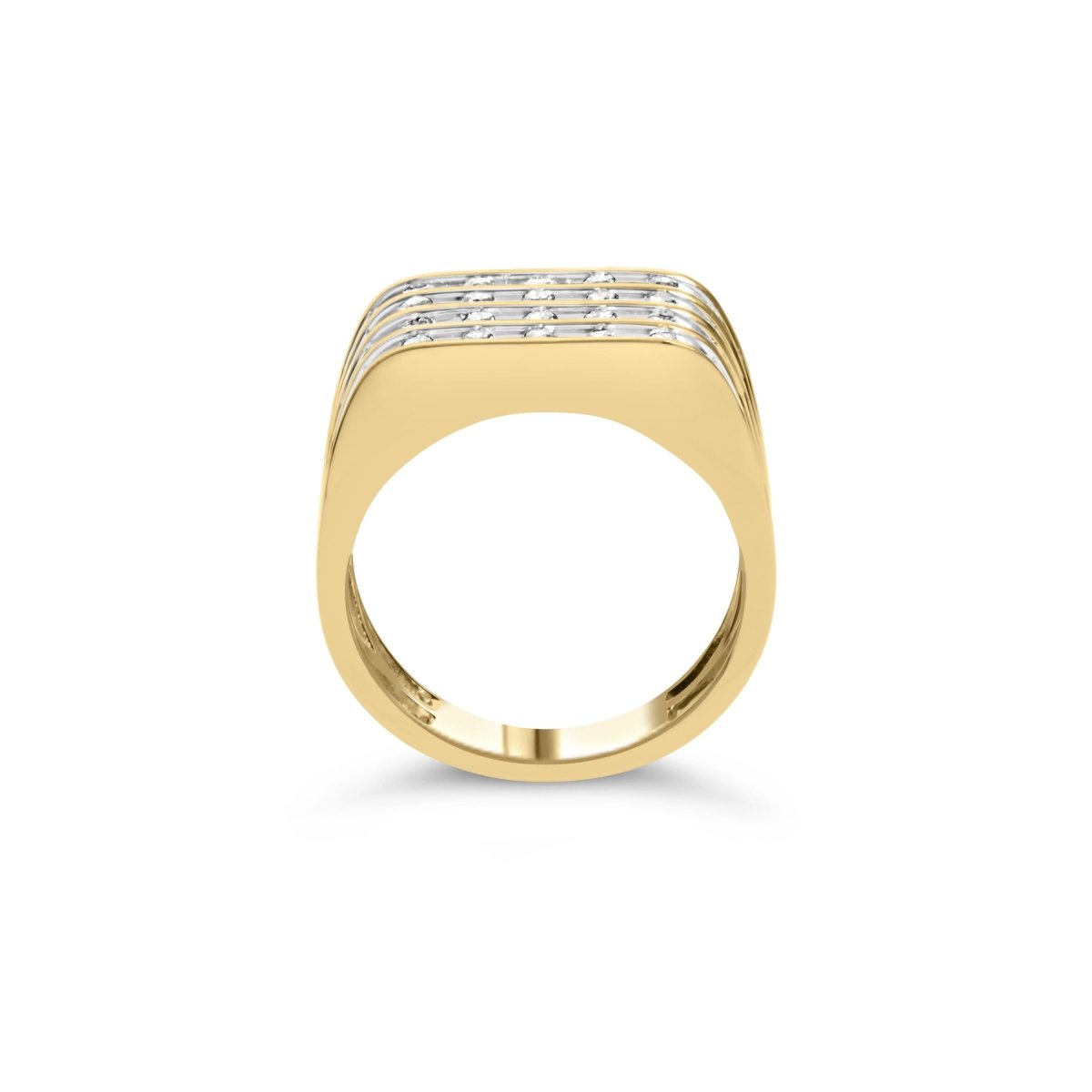 10K Yellow Gold 1.00 Cttw Diamond Multi Row Mens Ring Band - Rings - Custom Crafting Alliance, LLC