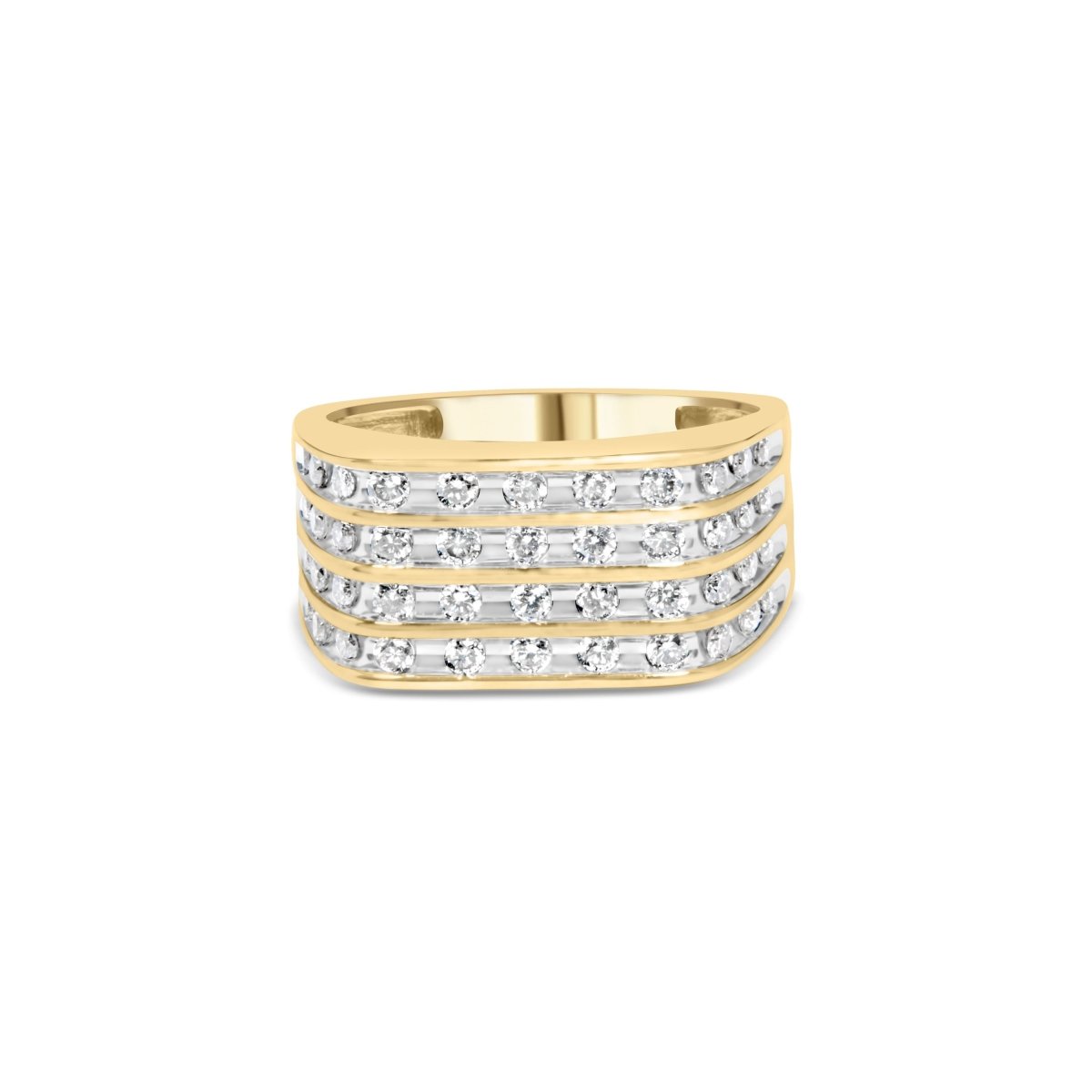 10K Yellow Gold 1.00 Cttw Diamond Multi Row Mens Ring Band - Rings - Custom Crafting Alliance, LLC