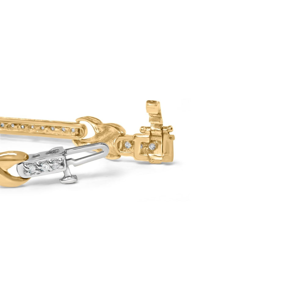 10K Yellow Gold 1.00 Cttw Pave Set Diamond Bar and X-Link 7