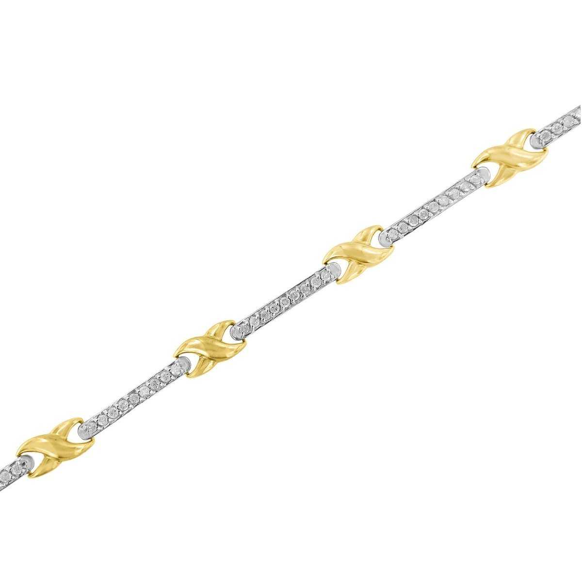 10K Yellow Gold 1.00 Cttw Pave Set Diamond Bar and X-Link 7