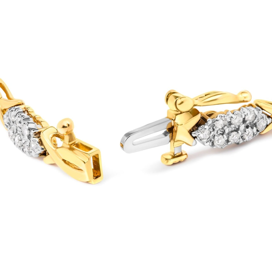 10K Yellow Gold 1.00 Cttw Round-Cut Diamond Spiral Link 7