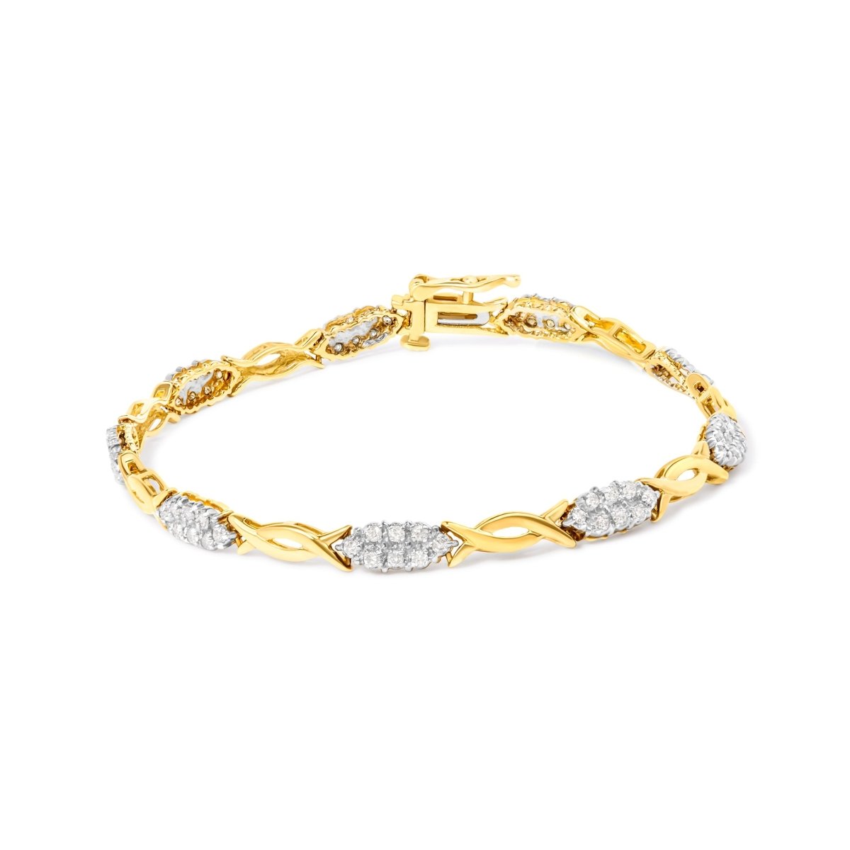 10K Yellow Gold 1.00 Cttw Round-Cut Diamond Spiral Link 7