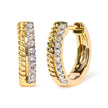 10K Yellow Gold 1/10 Cttw Diamond and Rope Twist Huggy Hoop Earrings (H-I Color, I1-I2 Clarity) - Earrings - Custom Crafting Alliance, LLC