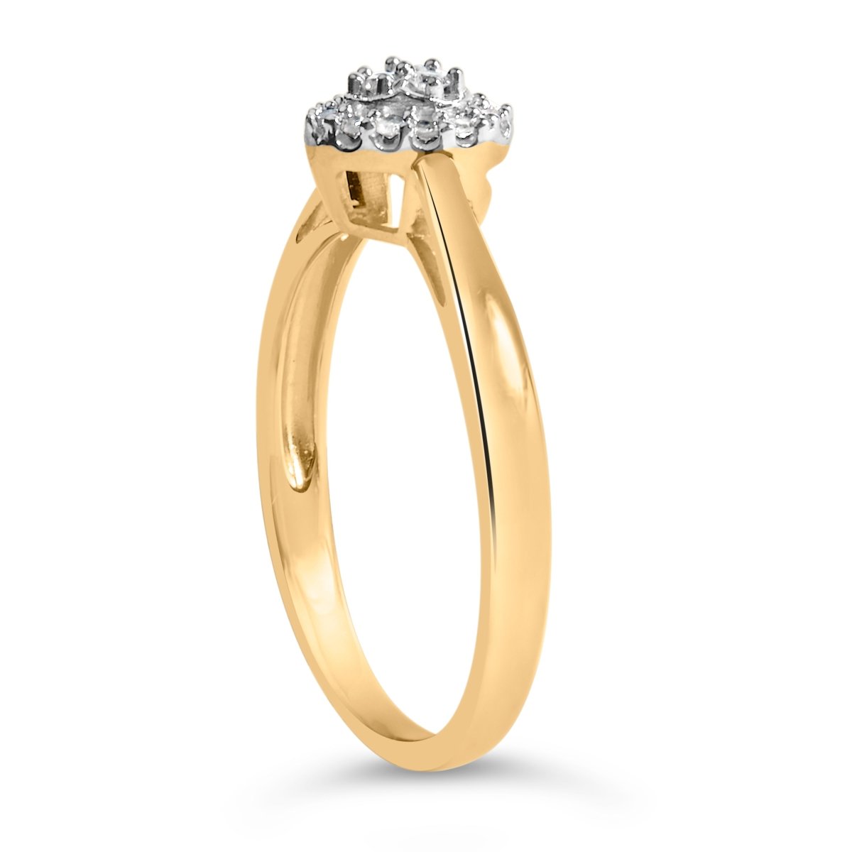 10K Yellow Gold 1/10 Cttw Diamond Heart and Halo Promise Ring - Rings - Custom Crafting Alliance, LLC