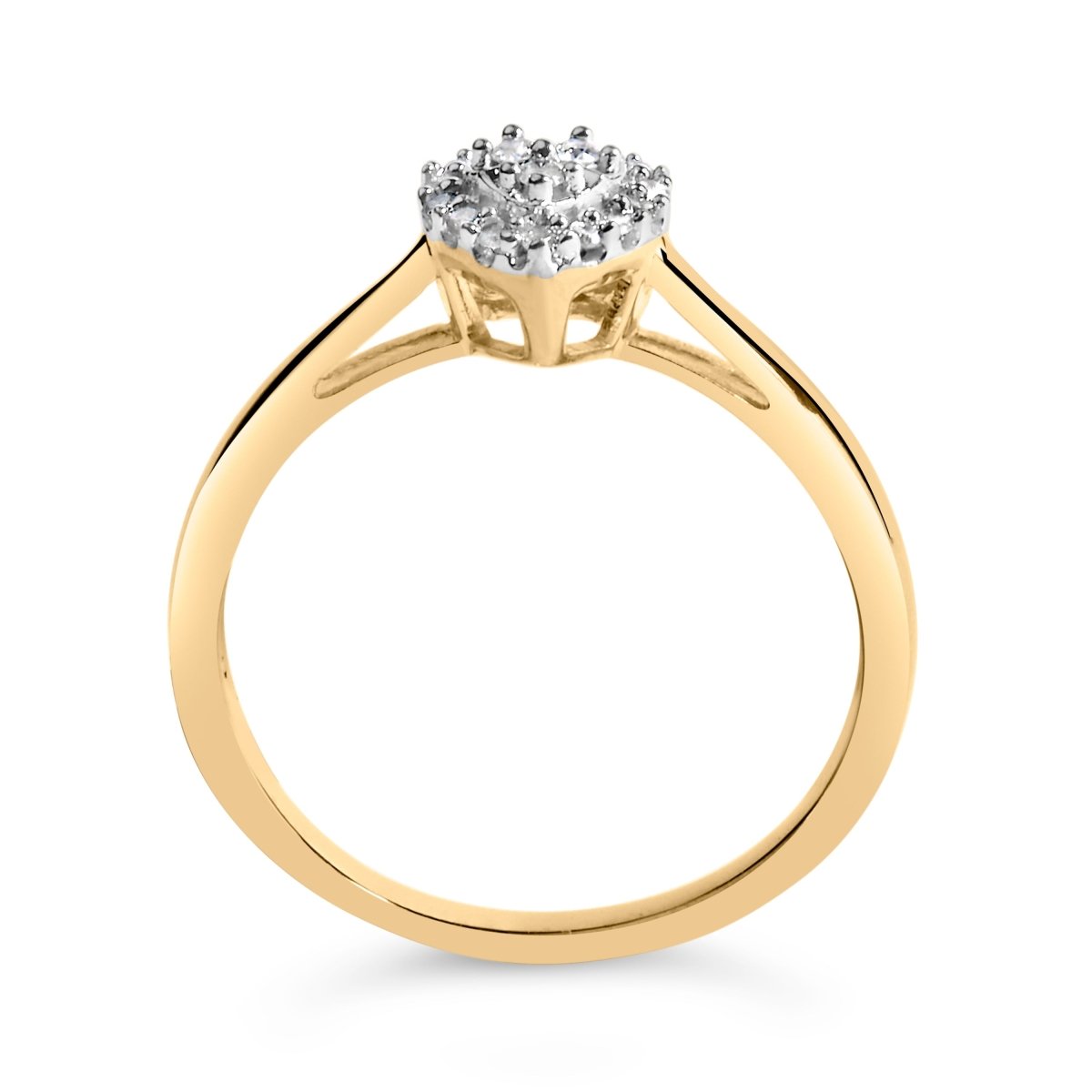 10K Yellow Gold 1/10 Cttw Diamond Heart and Halo Promise Ring - Rings - Custom Crafting Alliance, LLC