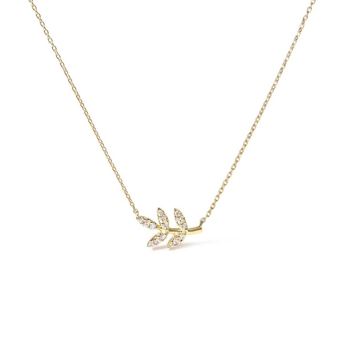 10K Yellow Gold 1/10 Cttw Diamond Leaf and Branch 18