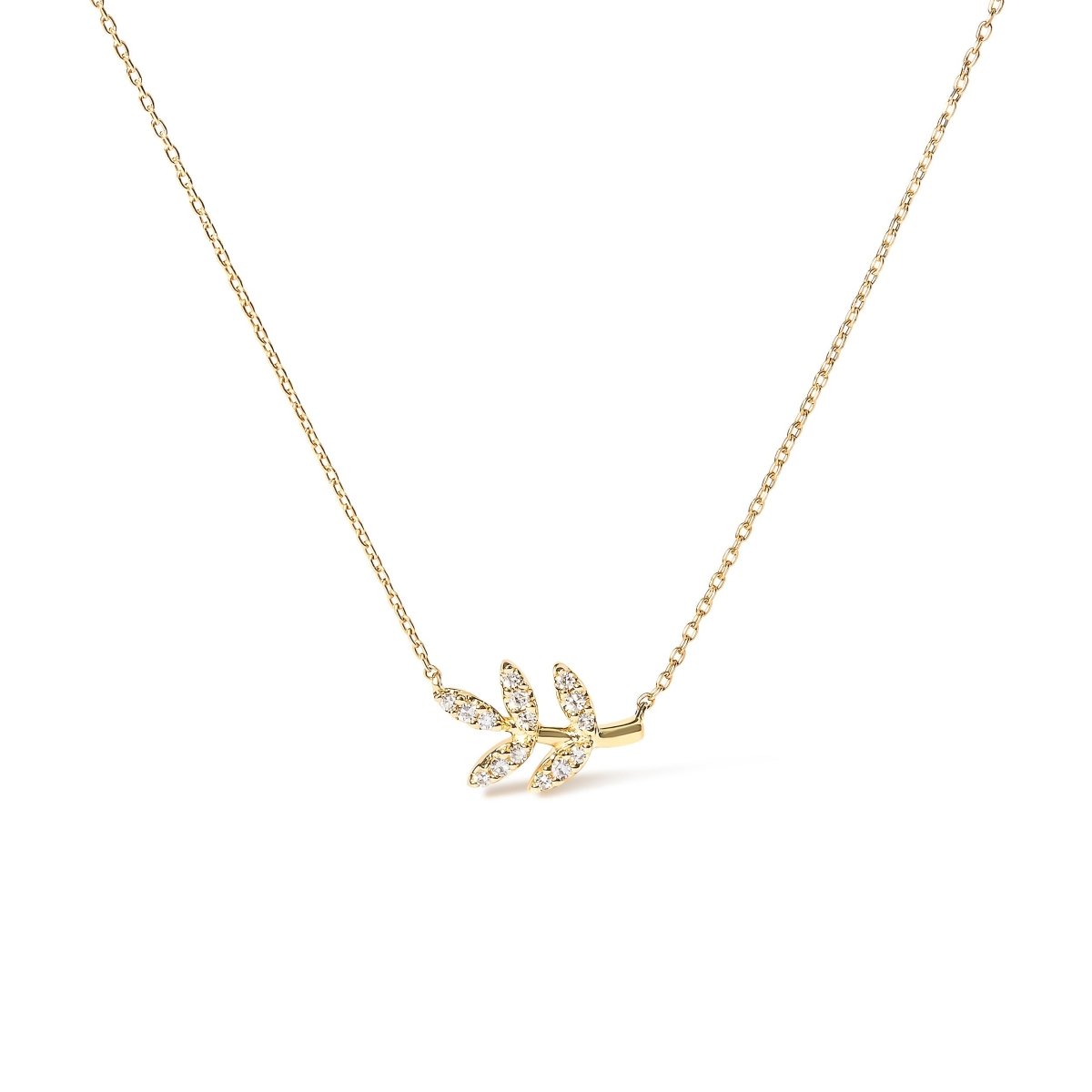 10K Yellow Gold 1/10 Cttw Diamond Leaf and Branch 18