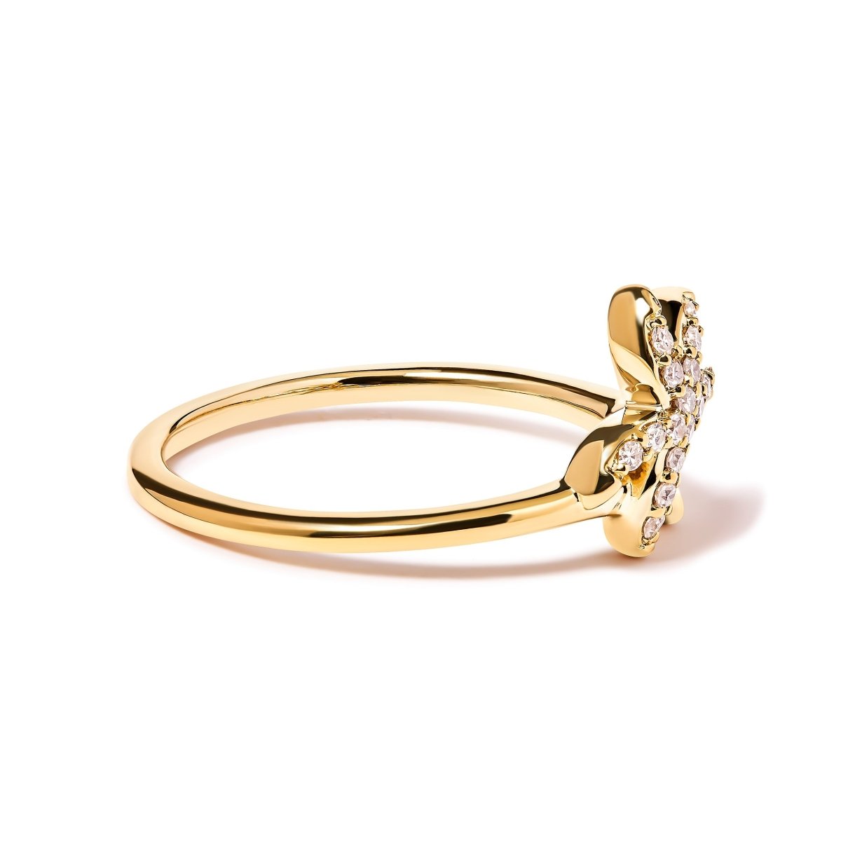 10K Yellow Gold 1/10 Cttw Diamond Palm Tree Statement Ring (H-I Color, I1-I2 Clarity) - Ring Size 7 - Rings - Custom Crafting Alliance, LLC