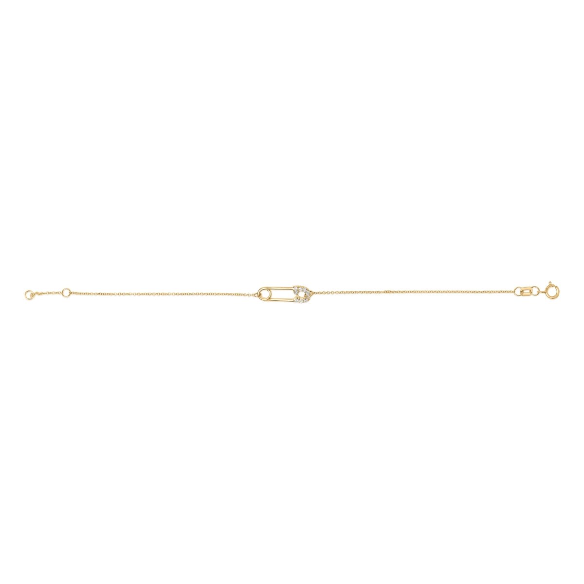10K Yellow Gold 1/10 Cttw Diamond Paperclip Charm Adjustable Link Bracelet (I-J Color, I1-I2 Clarity) - 7.25 Inch - Bracelets - Custom Crafting Alliance, LLC