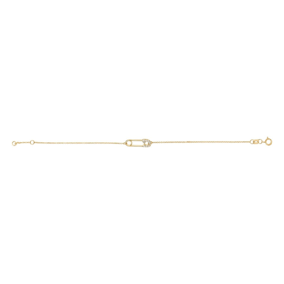 10K Yellow Gold 1/10 Cttw Diamond Paperclip Charm Adjustable Link Bracelet (I-J Color, I1-I2 Clarity) - 7.25 Inch - Bracelets - Custom Crafting Alliance, LLC