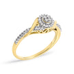 10K Yellow Gold 1/10 Cttw Diamond Swirl and Halo Promise Ring (I-J Color, I3 Clarity) - Size 7 - Rings - Custom Crafting Alliance, LLC