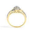 10K Yellow Gold 1/10 Cttw Diamond Swirl and Halo Promise Ring (I-J Color, I3 Clarity) - Size 7 - Rings - Custom Crafting Alliance, LLC
