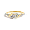 10K Yellow Gold 1/10 Cttw Diamond Swirl and Halo Promise Ring (I-J Color, I3 Clarity) - Size 7 - Rings - Custom Crafting Alliance, LLC