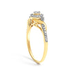 10K Yellow Gold 1/10 Cttw Diamond Swirl and Halo Promise Ring (I-J Color, I3 Clarity) - Size 7 - Rings - Custom Crafting Alliance, LLC