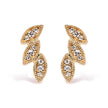 10K Yellow Gold 1/10 Cttw Diamond Triple Leaf Stud Earring (H-I Color, I1-I2 Clarity) - Earrings - Custom Crafting Alliance, LLC