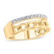 10K Yellow Gold 1/5 Cttw Diamond Cuban Link Ring Band (I-J Color, I2-I3 Clarity) - Size 7 - Rings - Custom Crafting Alliance, LLC
