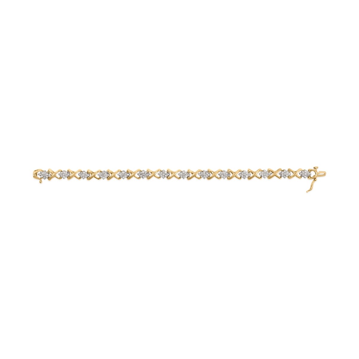 10k Yellow Gold 2.00 Cttw Diamond Cluster and Alternating 