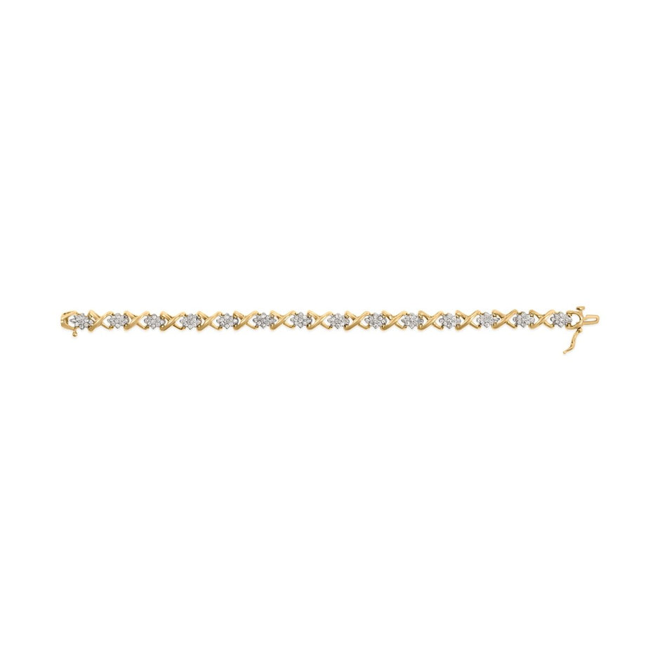 10k Yellow Gold 2.00 Cttw Diamond Cluster and Alternating 