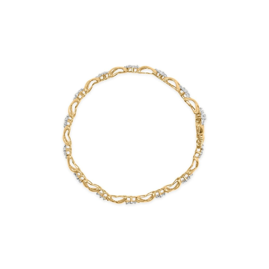 10k Yellow Gold 2.00 Cttw Diamond Cluster and Alternating 