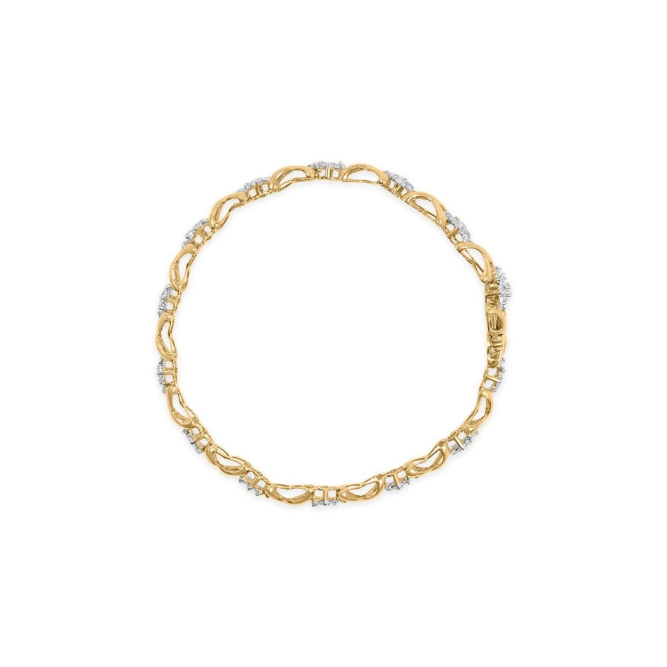 10k Yellow Gold 2.00 Cttw Diamond Cluster and Alternating 
