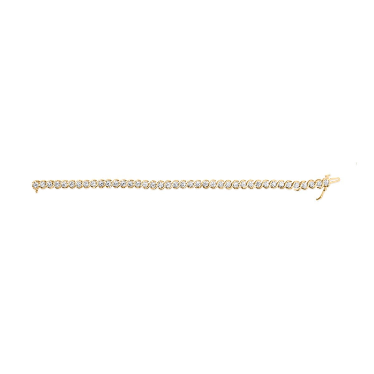 10K Yellow Gold 3 cttw Round-Cut Diamond Spiral Link 7.50