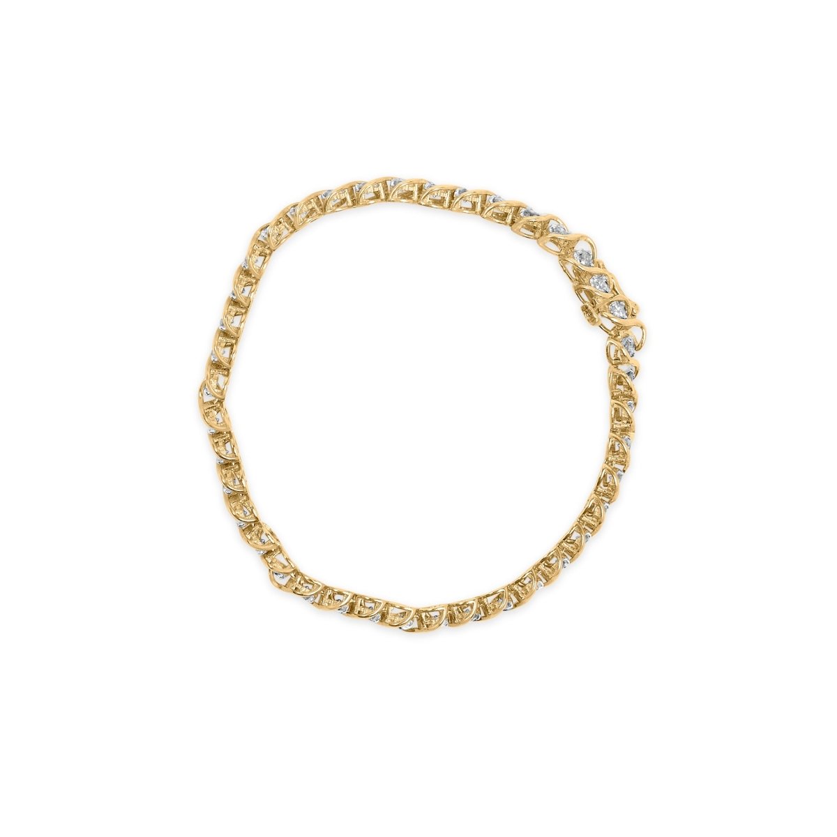 10K Yellow Gold 3 cttw Round-Cut Diamond Spiral Link 7.50
