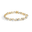 10k Yellow Gold 3.00 Cttw Round-Cut and Baguette-Cut Floral Link 7.25