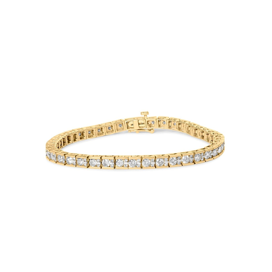 10K Yellow Gold 4.00 Cttw Channel Set Round Diamond Tennis 7" Bracelet (J-K Color, I1-I2 Clarity) - Bracelets - Custom Crafting Alliance, LLC