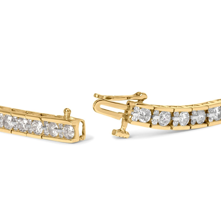 10K Yellow Gold 4.00 Cttw Channel Set Round Diamond Tennis 7